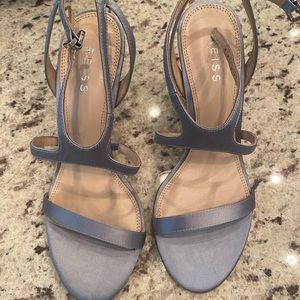 New Reiss blue gray sandal heel sz 38